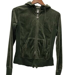 Nike Olive Green Velour Zip Hoodie Women’s Small